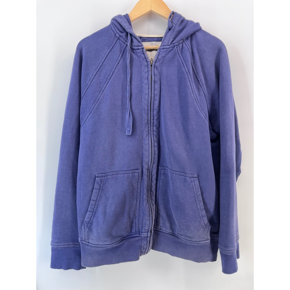 Flint and Tinder 10-Year Hoodie Mens Large Blue Full Zip Cotton Fleece Comfy